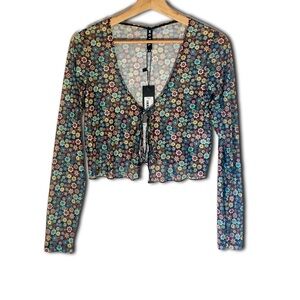 Motel Rocks Henry Cropped Cardi In Folk Floral